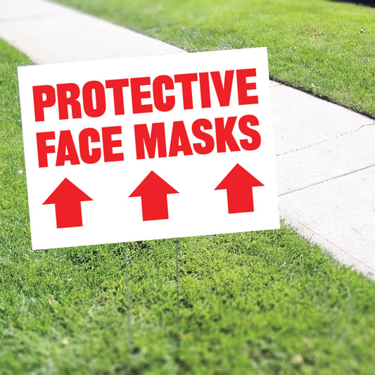 Protective Face Masks Up Arrow Coroplast Yard Sign