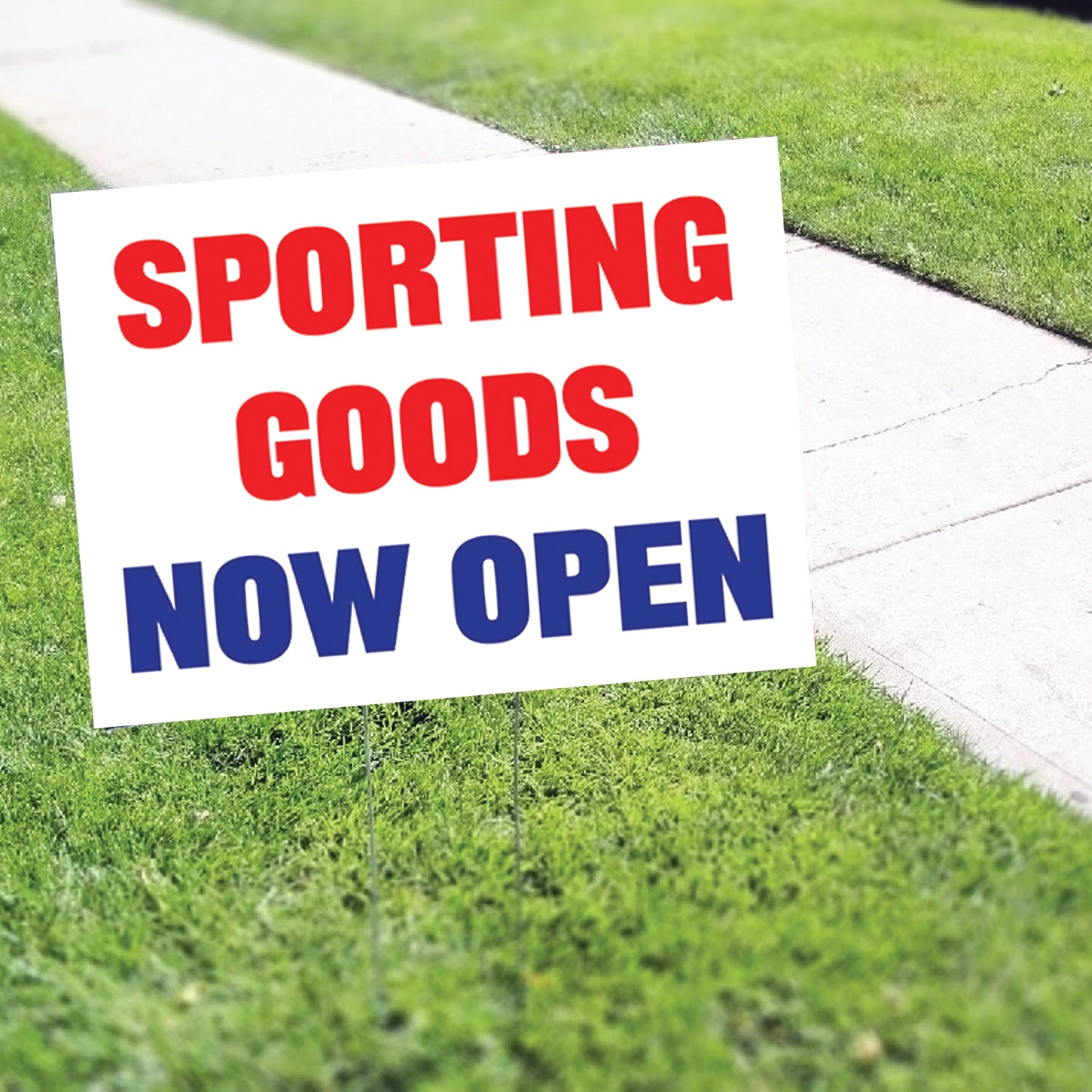 Sporting Goods Now Open Coroplast Yard Sign
