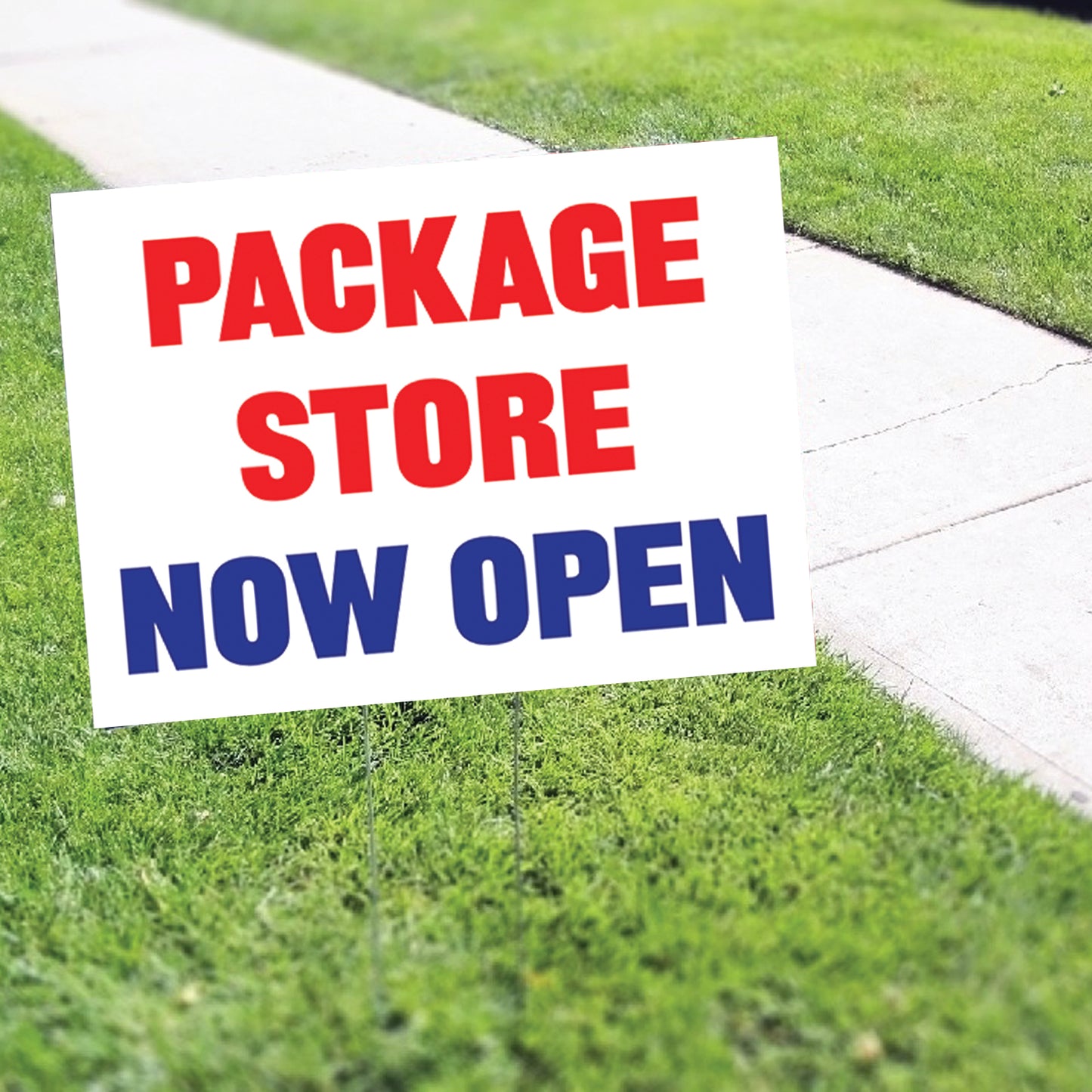 Package Store Now Open Coroplast Yard Sign