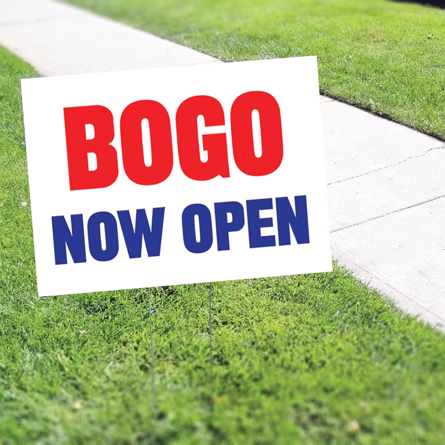 Bogo Now Open Coroplast Yard Sign