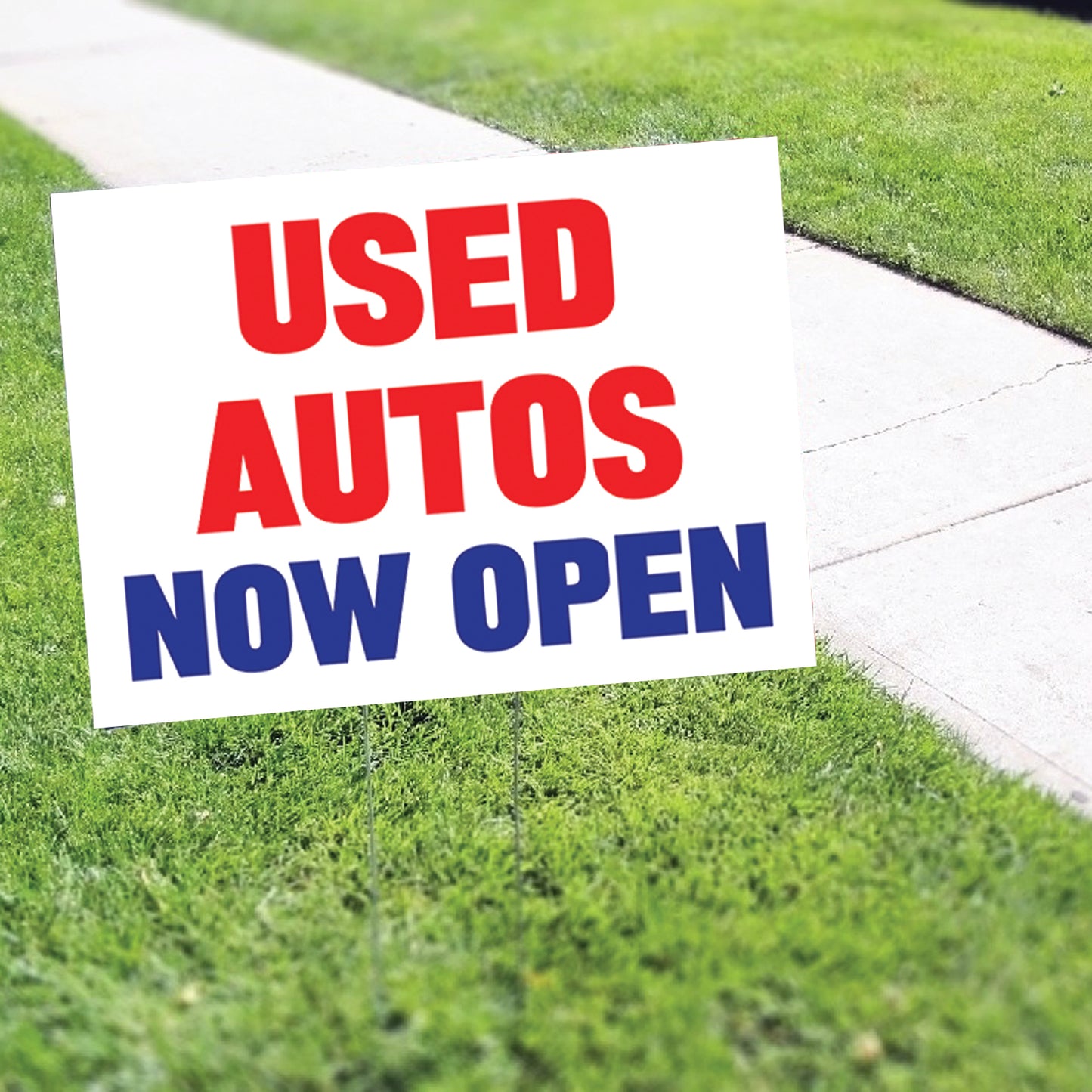 Used Autos Now Open Coroplast Yard Sign