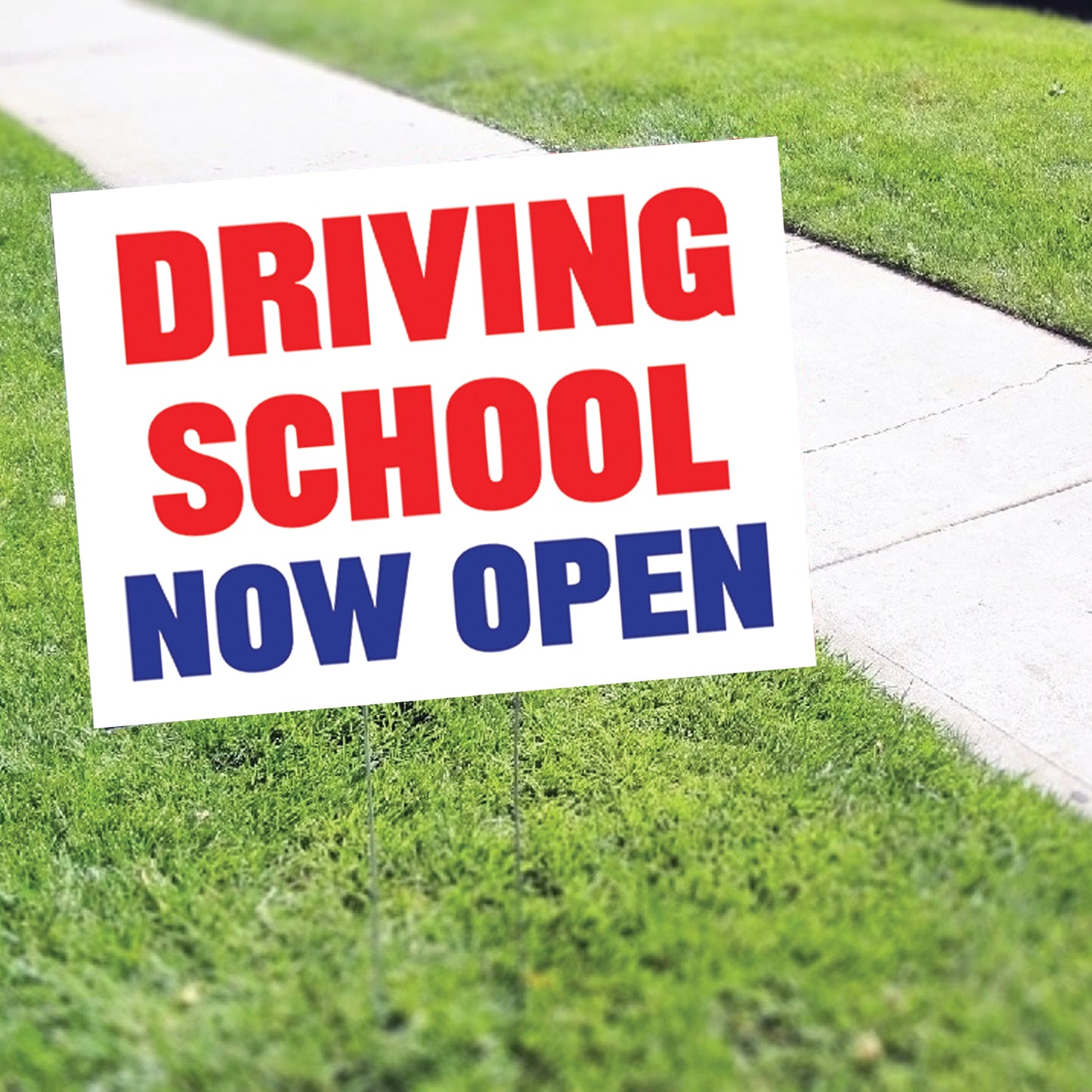 Driving School Now Open Coroplast Yard Sign