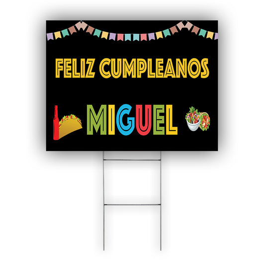Feliz Cumpleanos Miguel Coroplast Yard Sign