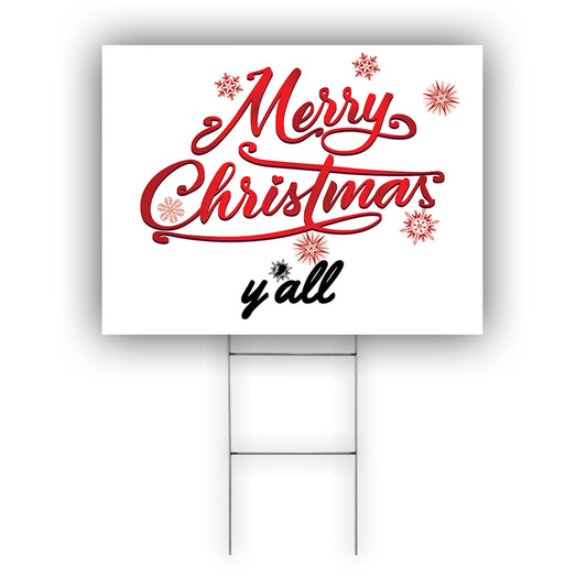 Merry Christmas y'all Coroplast Yard Sign