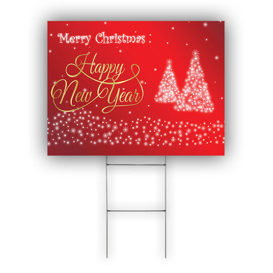 Merry Christmas And Happy New Year Coroplast Yard Sign