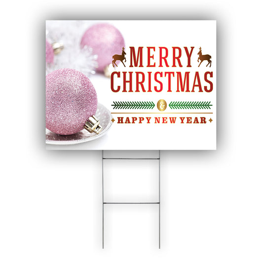 Merry Christmas And Happy New Year Coroplast Yard Sign