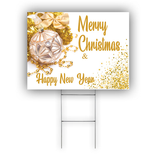 Merry Christmas & Happy New Year Coroplast Yard Sign