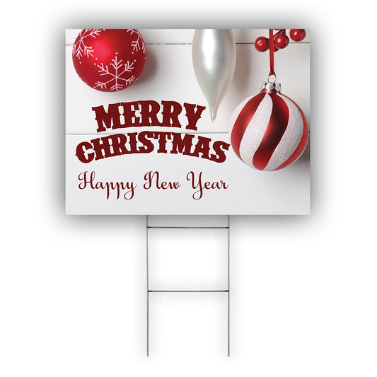 Merry Christmas & Happy New Year Coroplast Yard Sign
