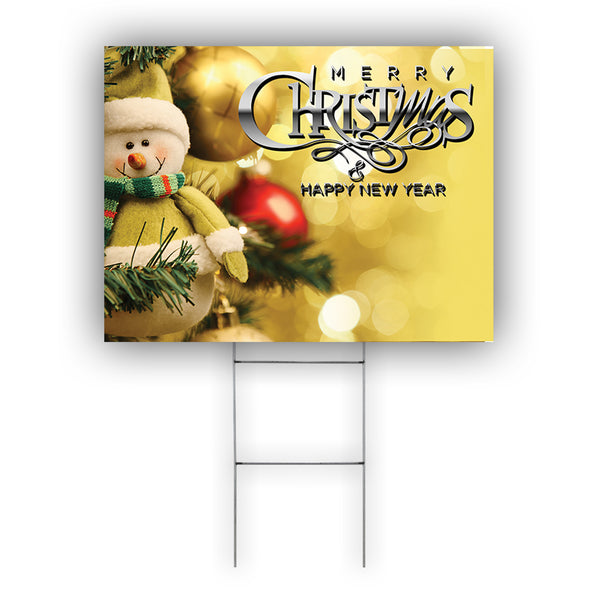 Merry Christmas & Happy New Year Coroplast Yard Sign - Sign Fever