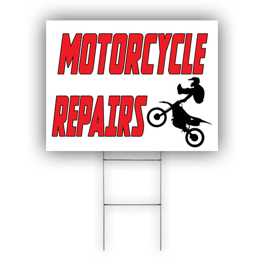 Motorcycle repairs coroplast yard sign
