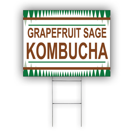 Grapefruit sage kombucha coroplast yard sign