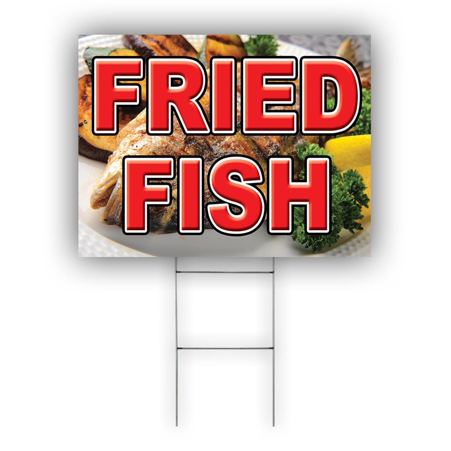 Fried Fish Coroplast Yard Sign