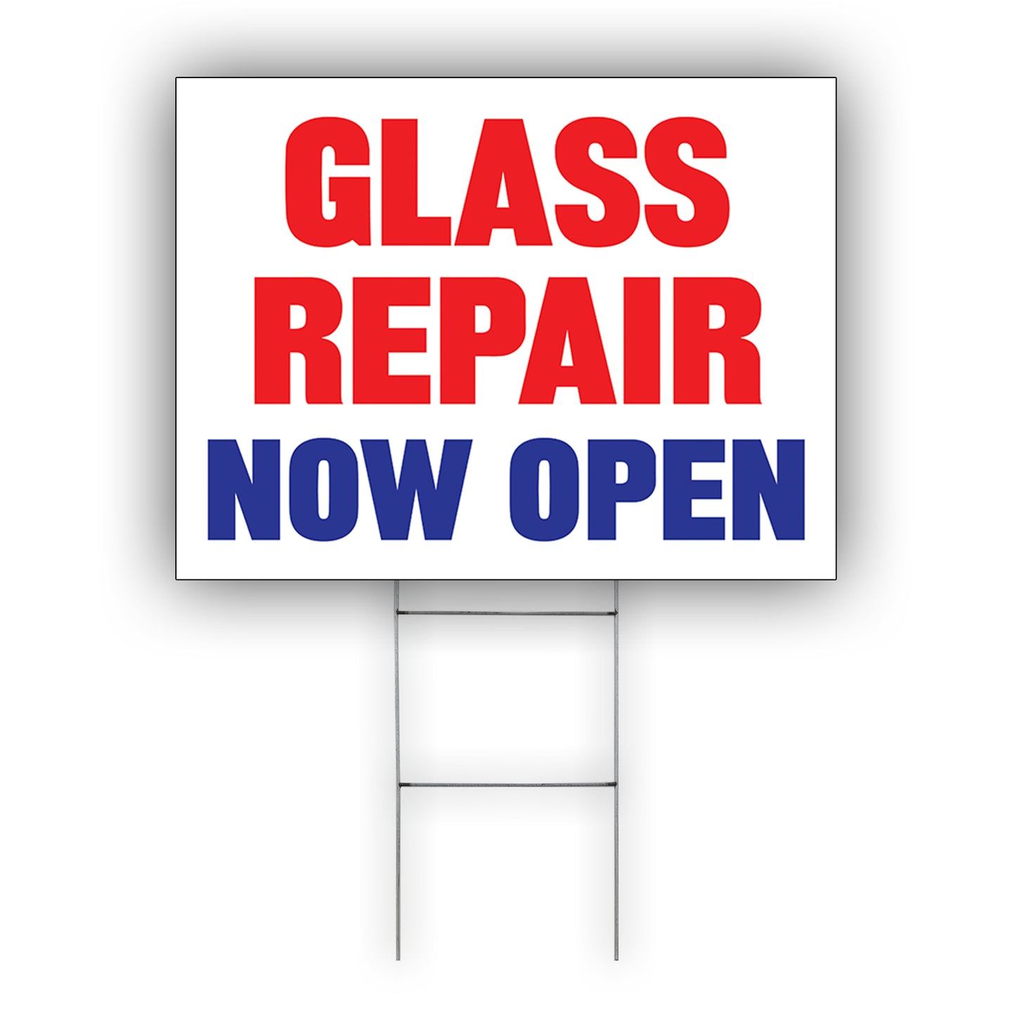 Glass Repair Now Open Coroplast Yard Sign
