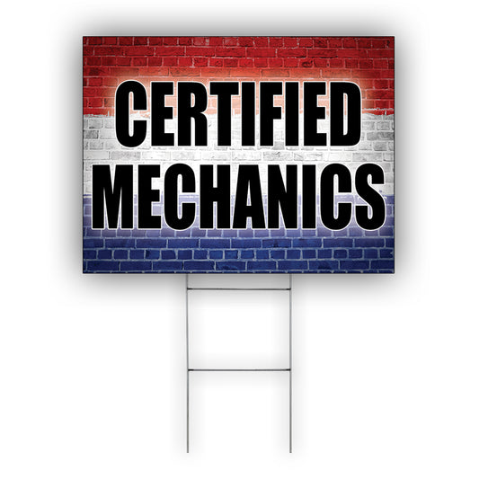 Certified Mechanic Coroplast Yard Sign