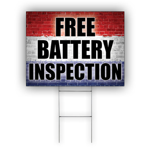 Free Battery Inspection Coroplast Yard Sign