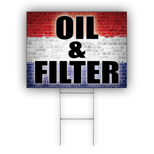 Oil And Filter Coroplast Yard Sign