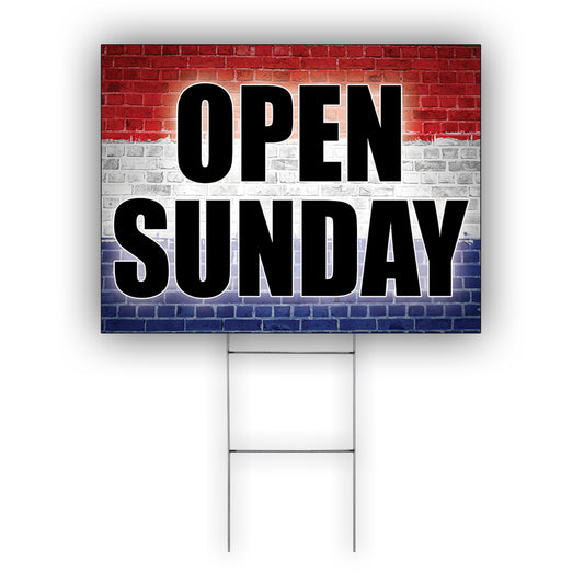 Open Sunday Coroplast Yard Sign