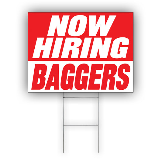 Now Hiring Baggers Coroplast Yard Sign