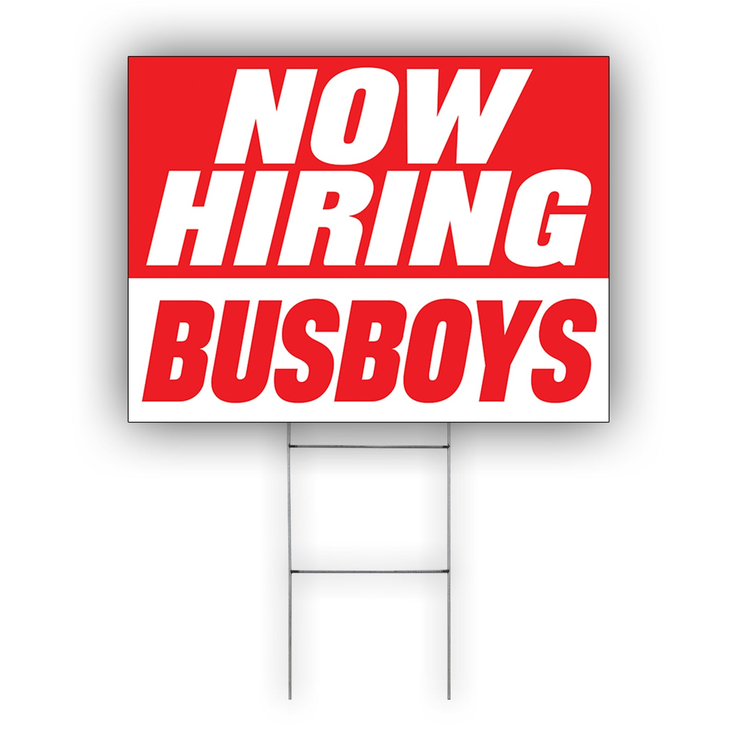 Now Hiring Bus Boy Coroplast Yard Sign