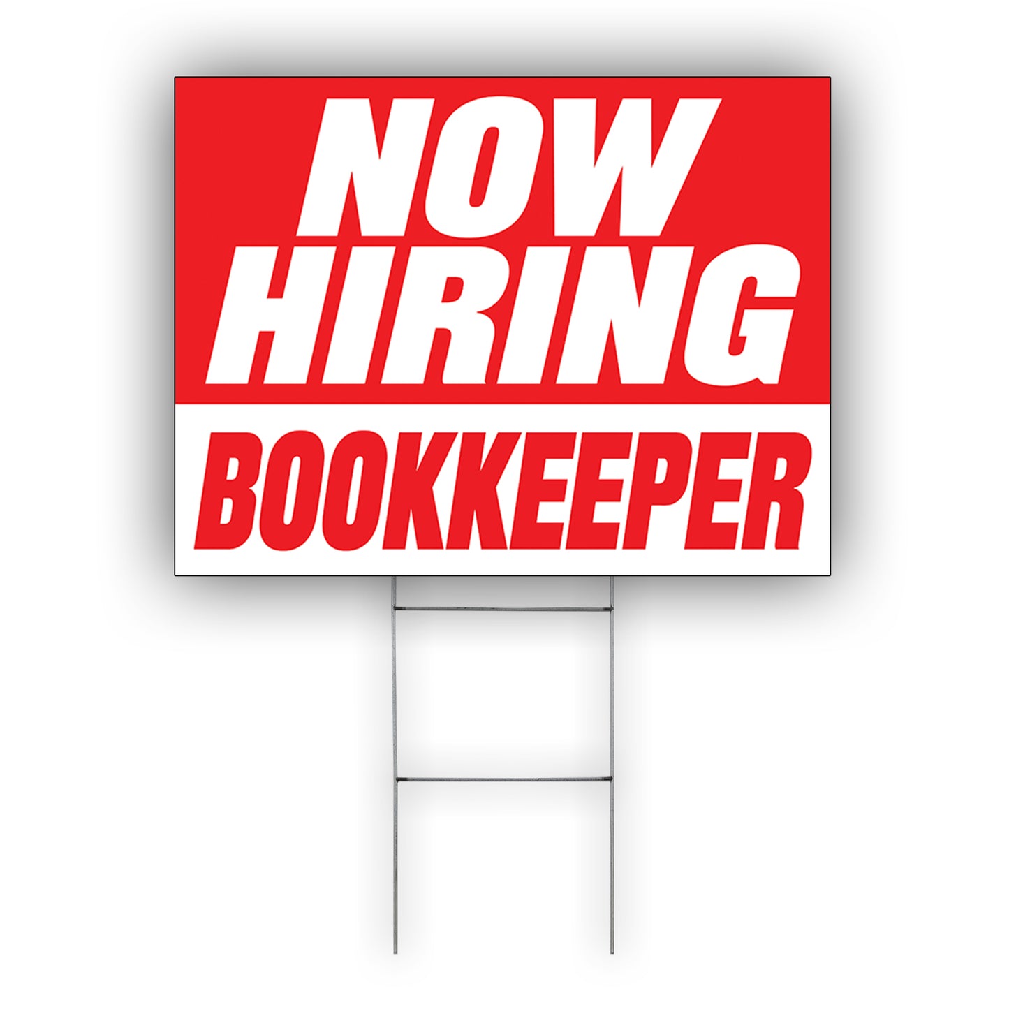 Now Hiring Bookkeeper Coroplast Yard Sign