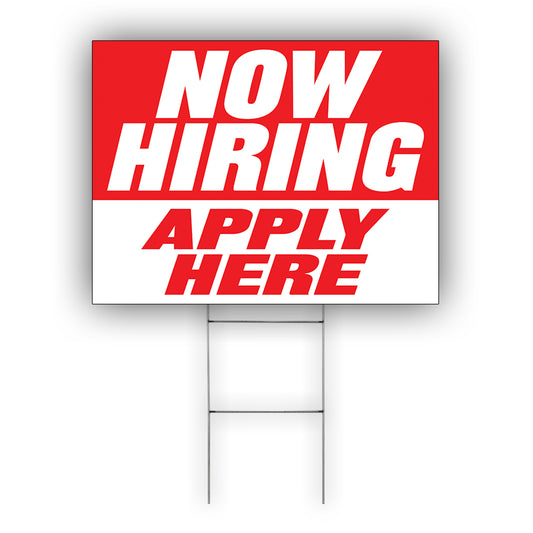 Now Hiring Apply Here Coroplast Yard Sign