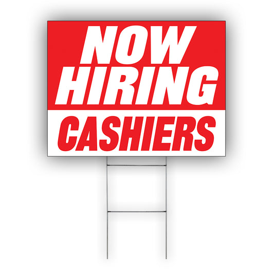 Now Hiring Cashier Coroplast Yard Sign