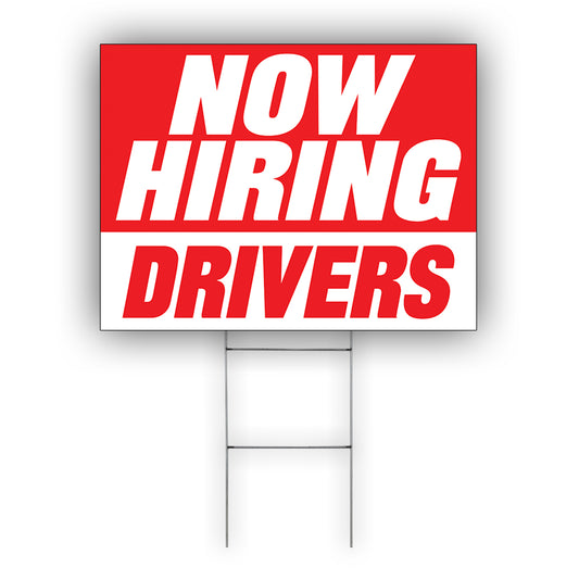 Now Hiring Drivers Coroplast Yard Sign