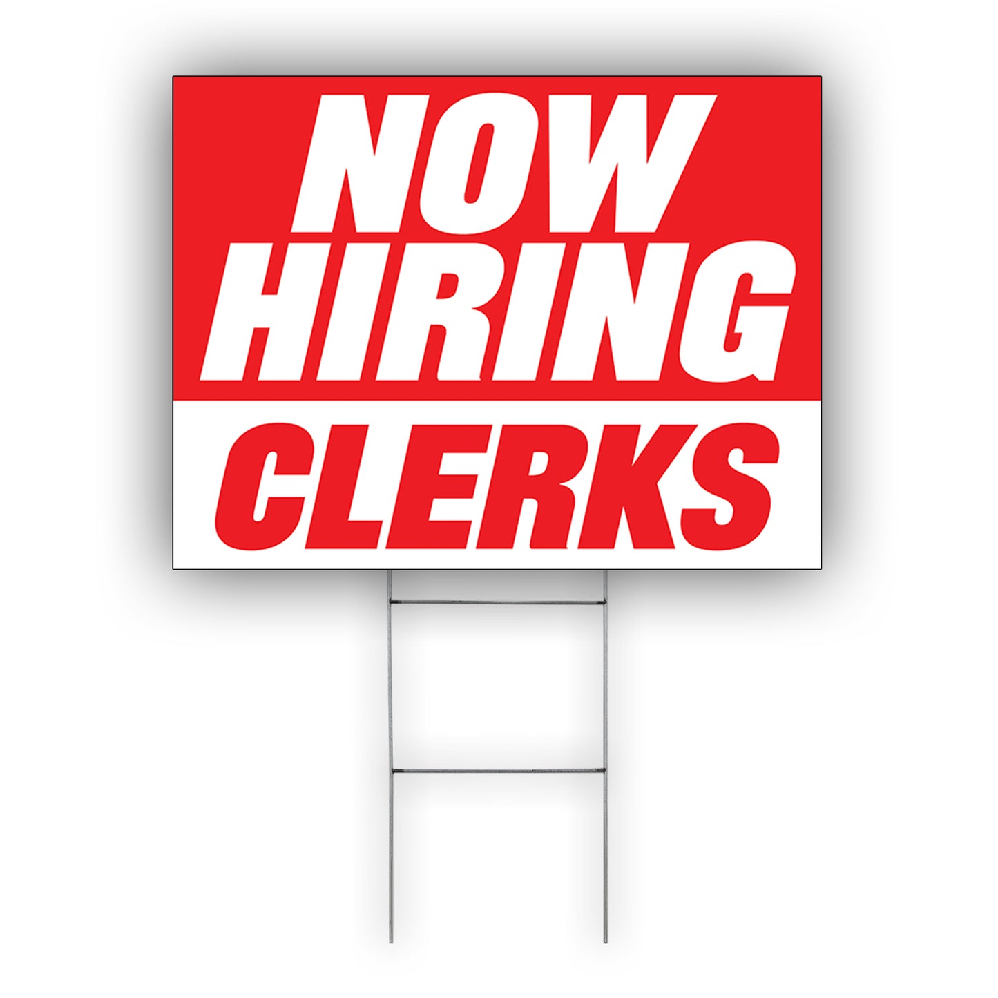 Now Hiring Clerks Coroplast Yard Sign