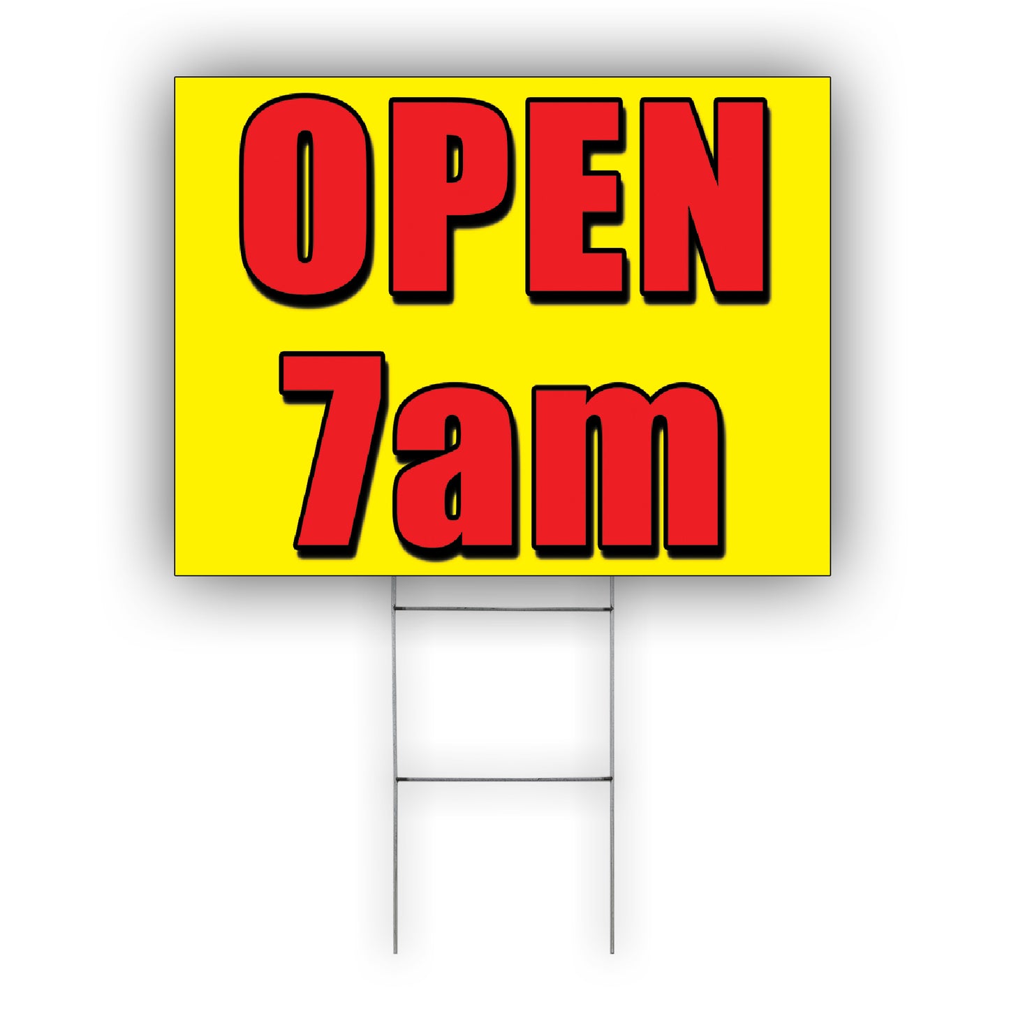 Open 7am Coroplast Yard Sign