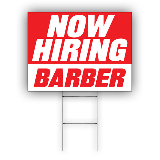 Now Hiring Barbers Coroplast Yard Sign