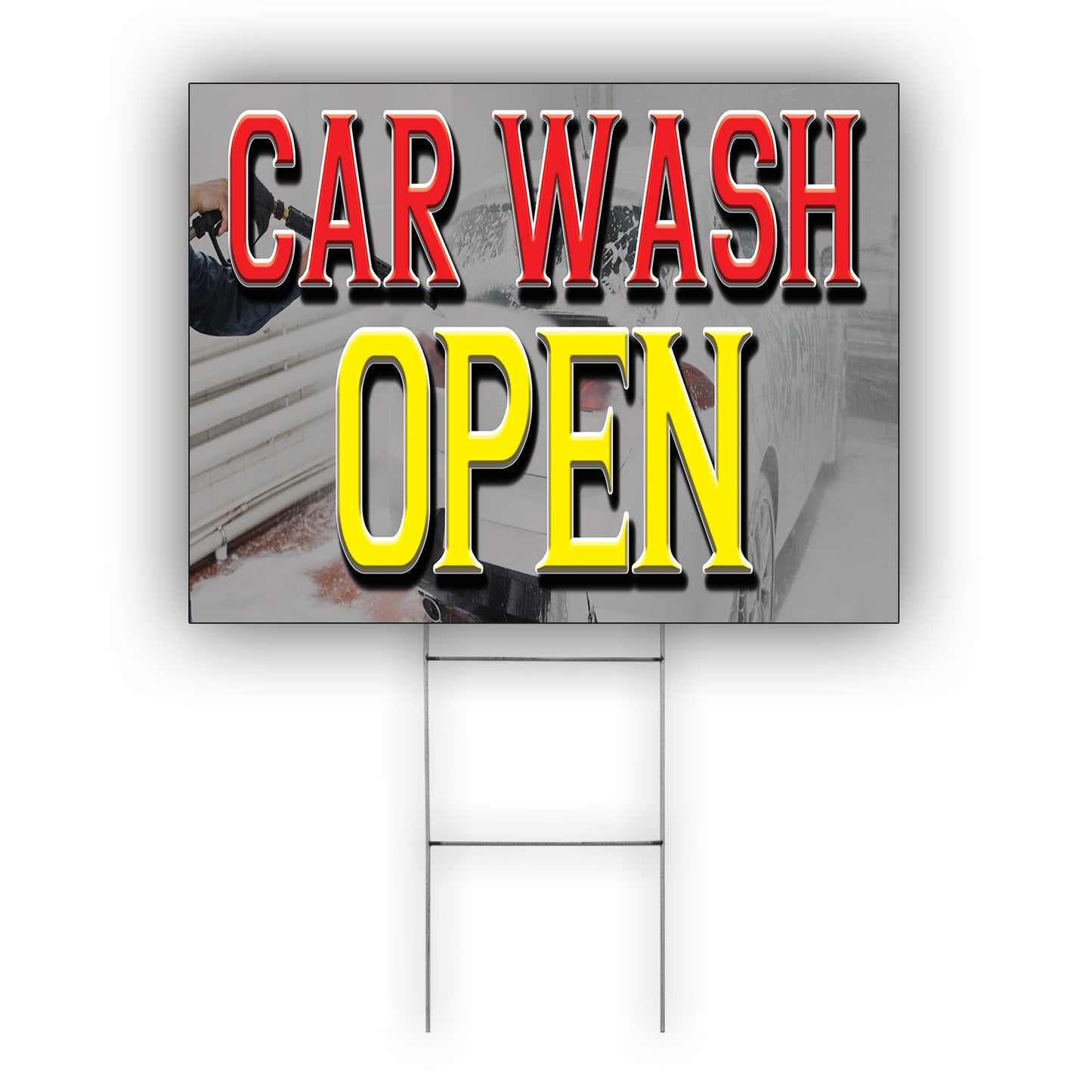 Car Wash Open Coroplast Yard Sign
