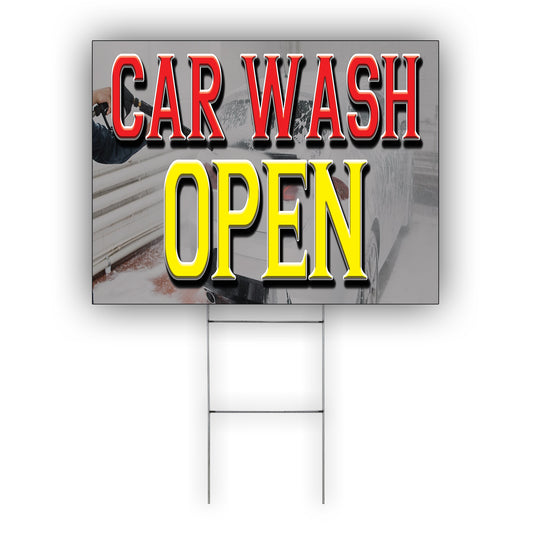 Car Wash Open Coroplast Yard Sign