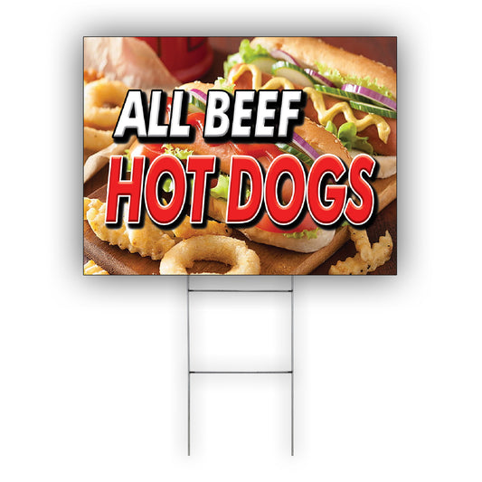 All Beef Hot Dogs Coroplast Yard Sign