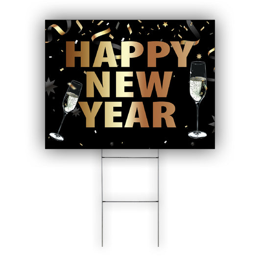 Happy New Year Coroplast Yard Sign