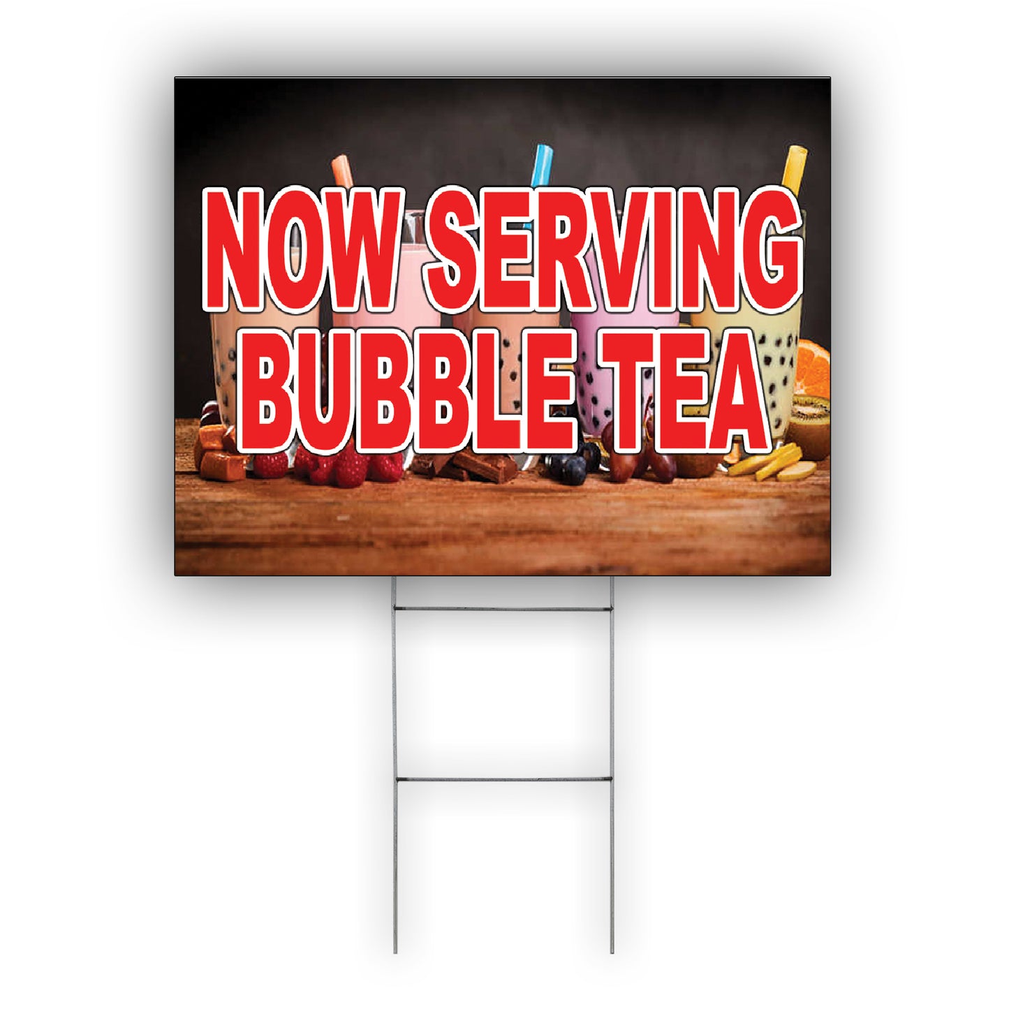 Now Serving Bubble Tea Coroplast Yard Sign