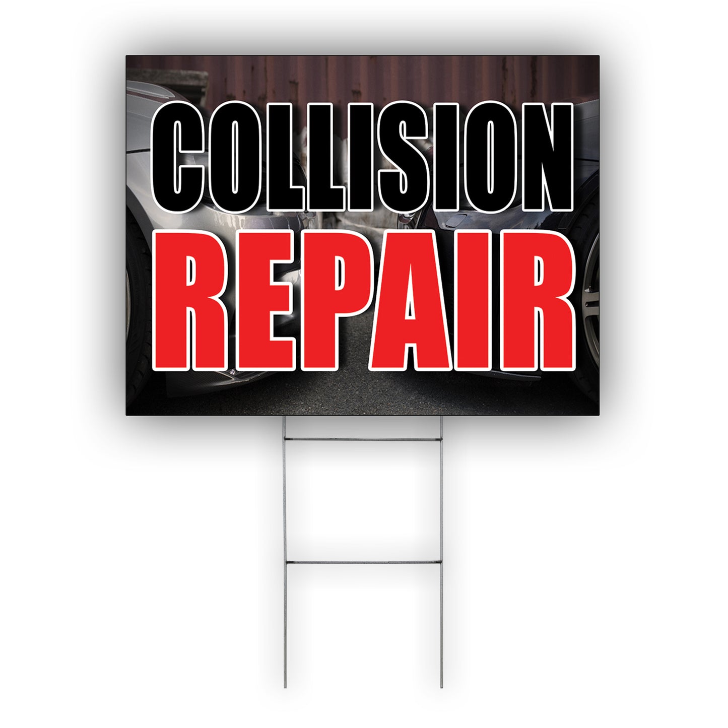 Collision repair coroplast yard sign