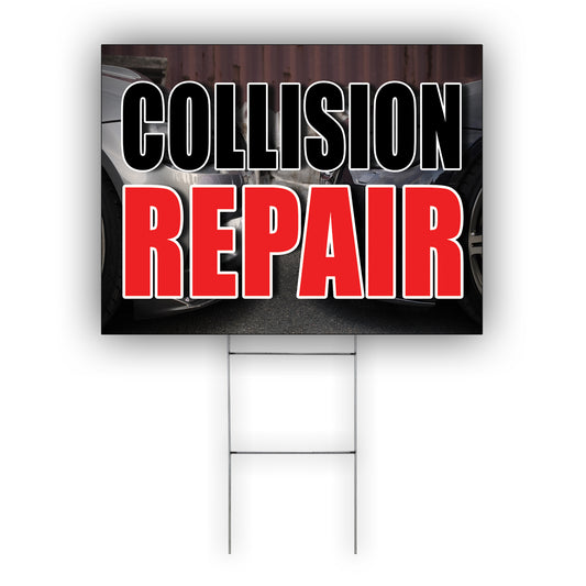 Collision repair coroplast yard sign