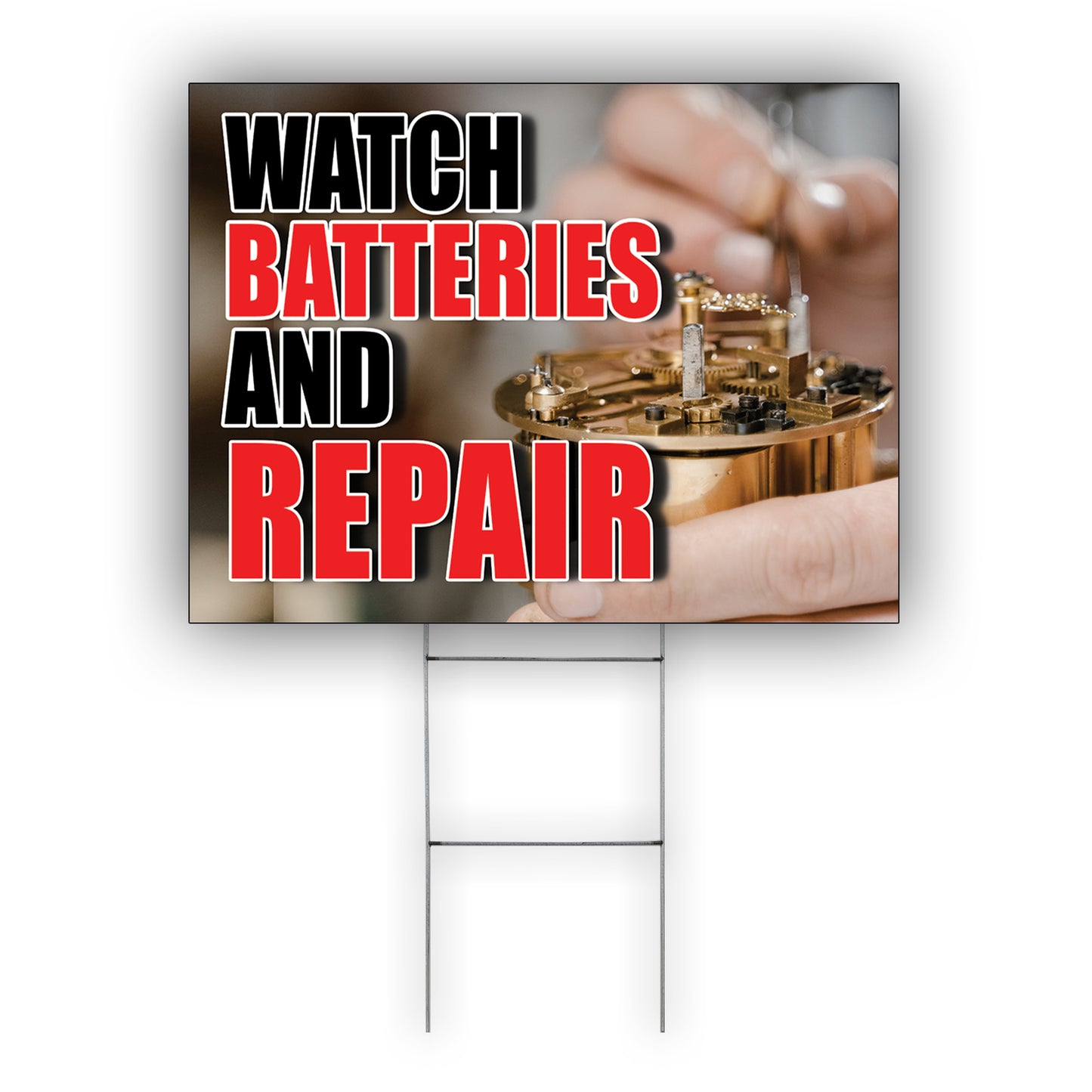 Watch batteries and repair coroplast yard sign