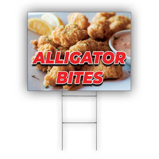 Alligator bites coroplast yard sign