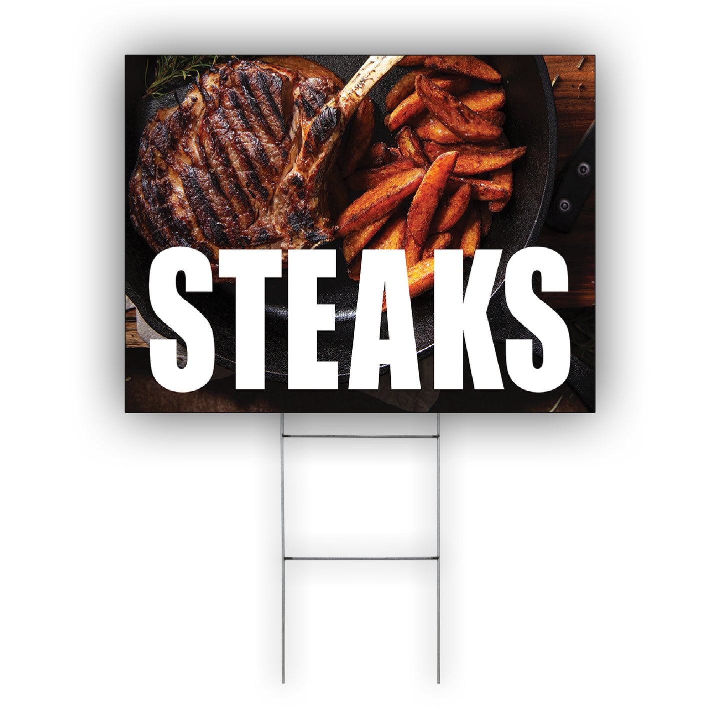 Steaks coroplast yard sign