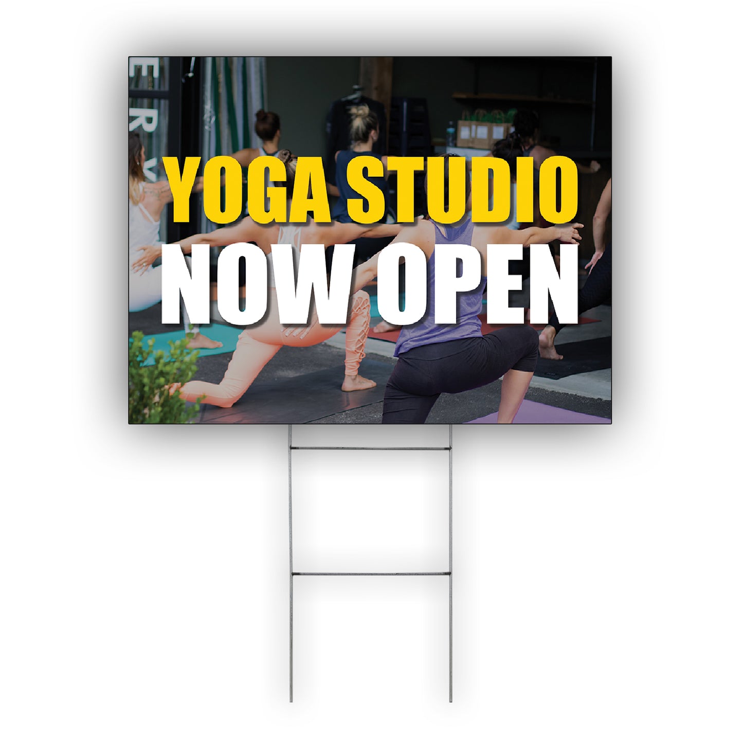 Yoga studio now open coroplast yard sign