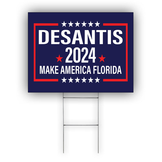 DeSantis 2024 Make America Florida Blue Coroplast Yard Sign
