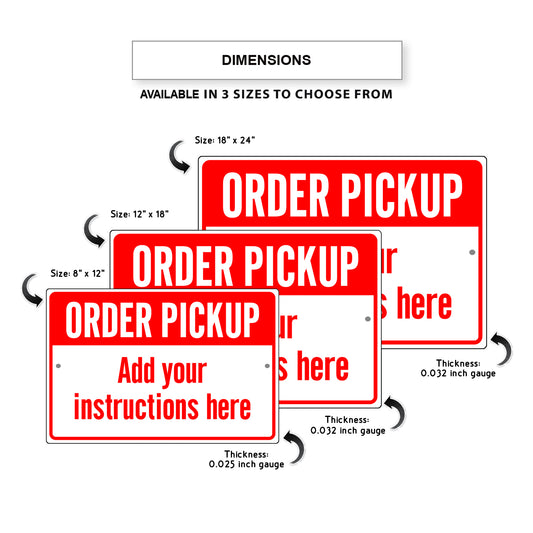Custom Sign Order Pickup Your Instruction Here Aluminum Metal Sign