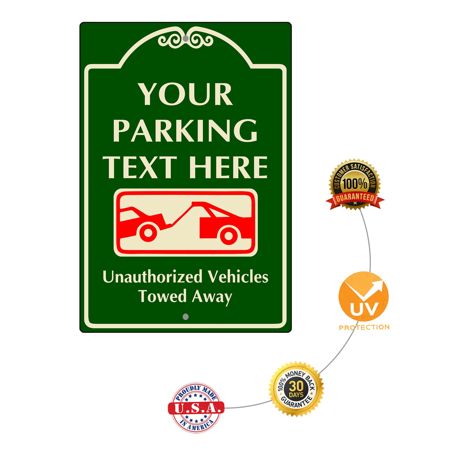 Custom Sign Your Parking Text Here Aluminum Metal Sign