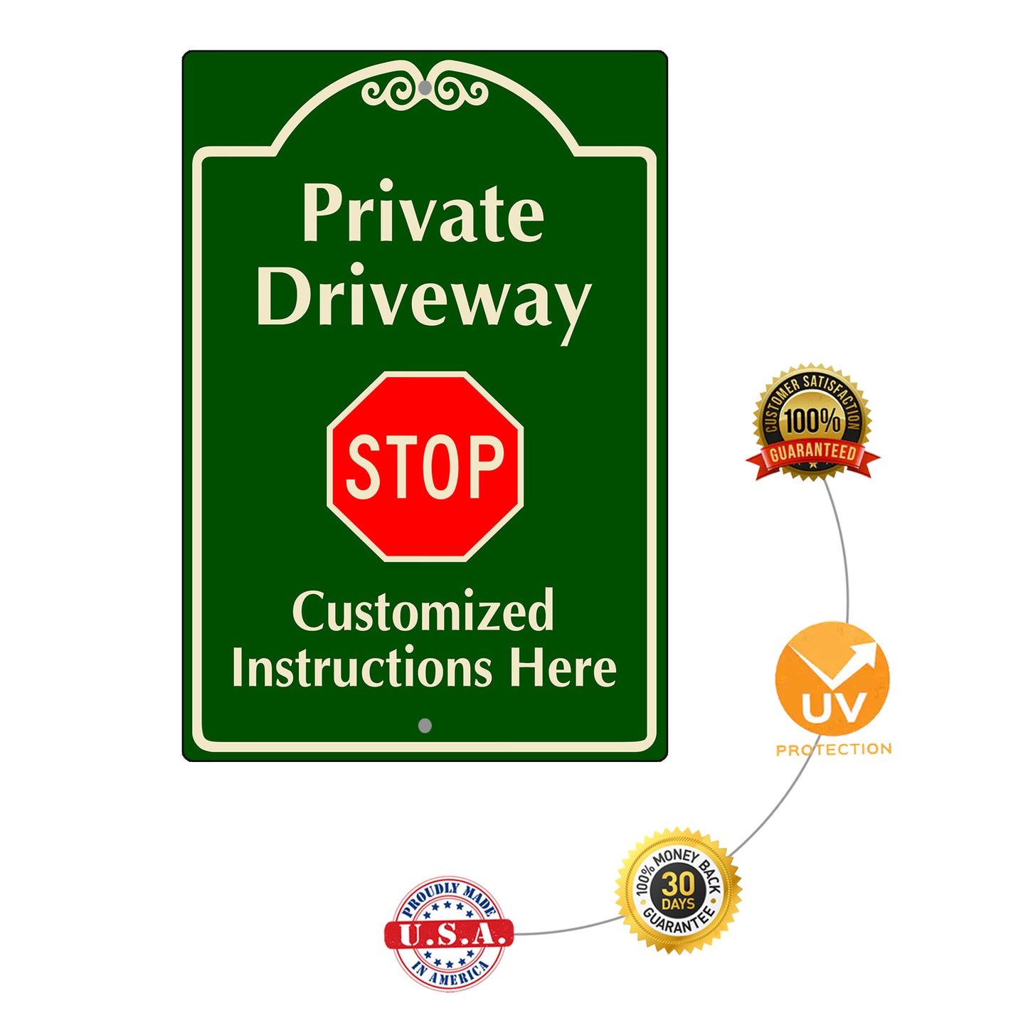 Custom Sign Private Driveway Stop Aluminum Metal Sign