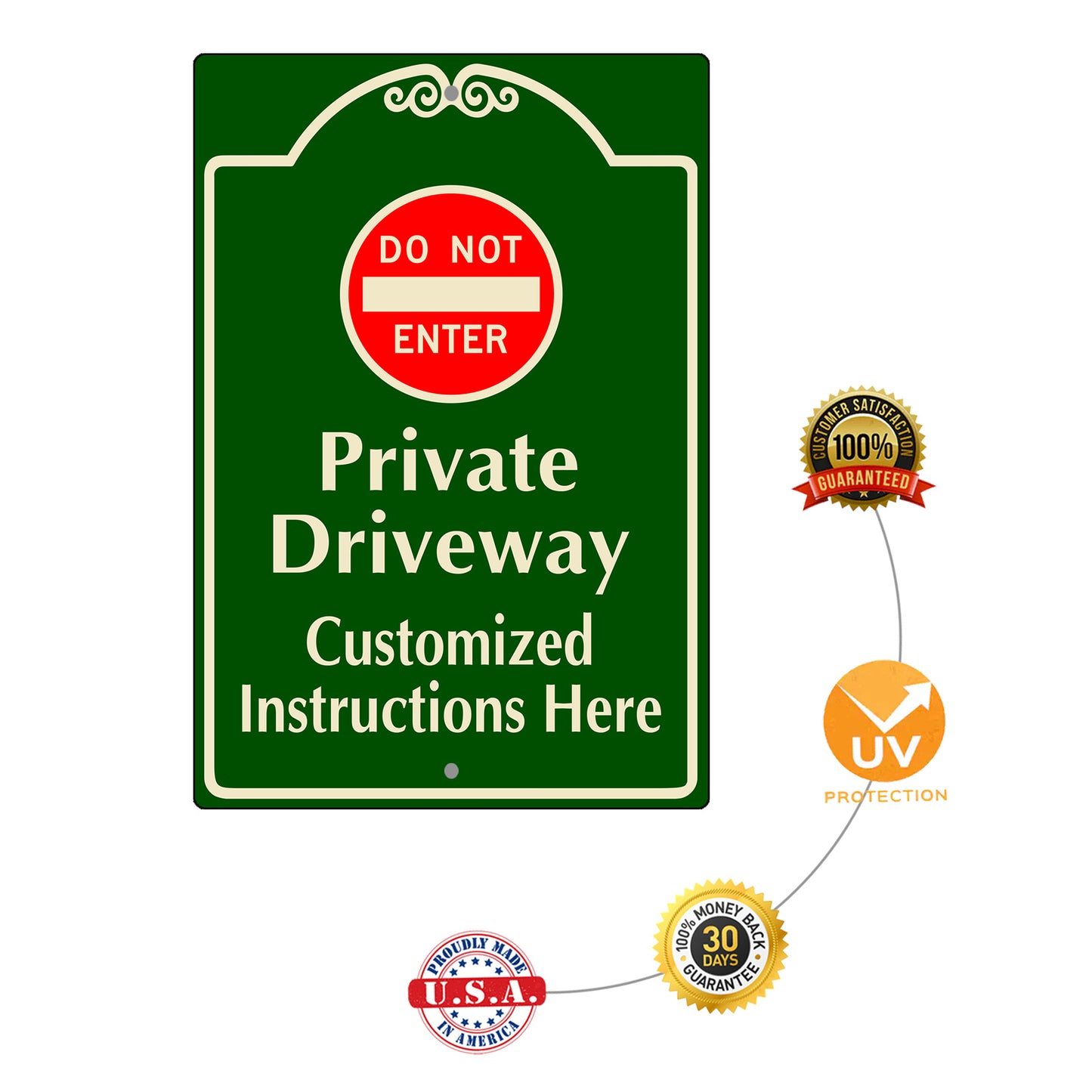 Custom Sign Do Not Enter Private Driveway Aluminum Metal Sign
