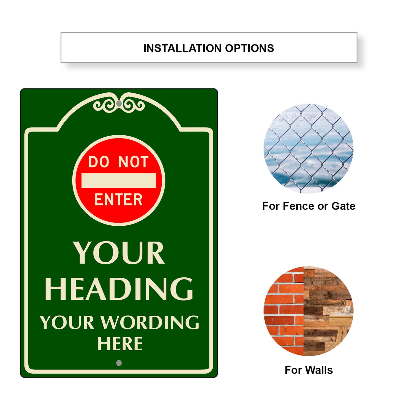 Custom Sign Your Heading Your Wording Sign Aluminum Metal Sign