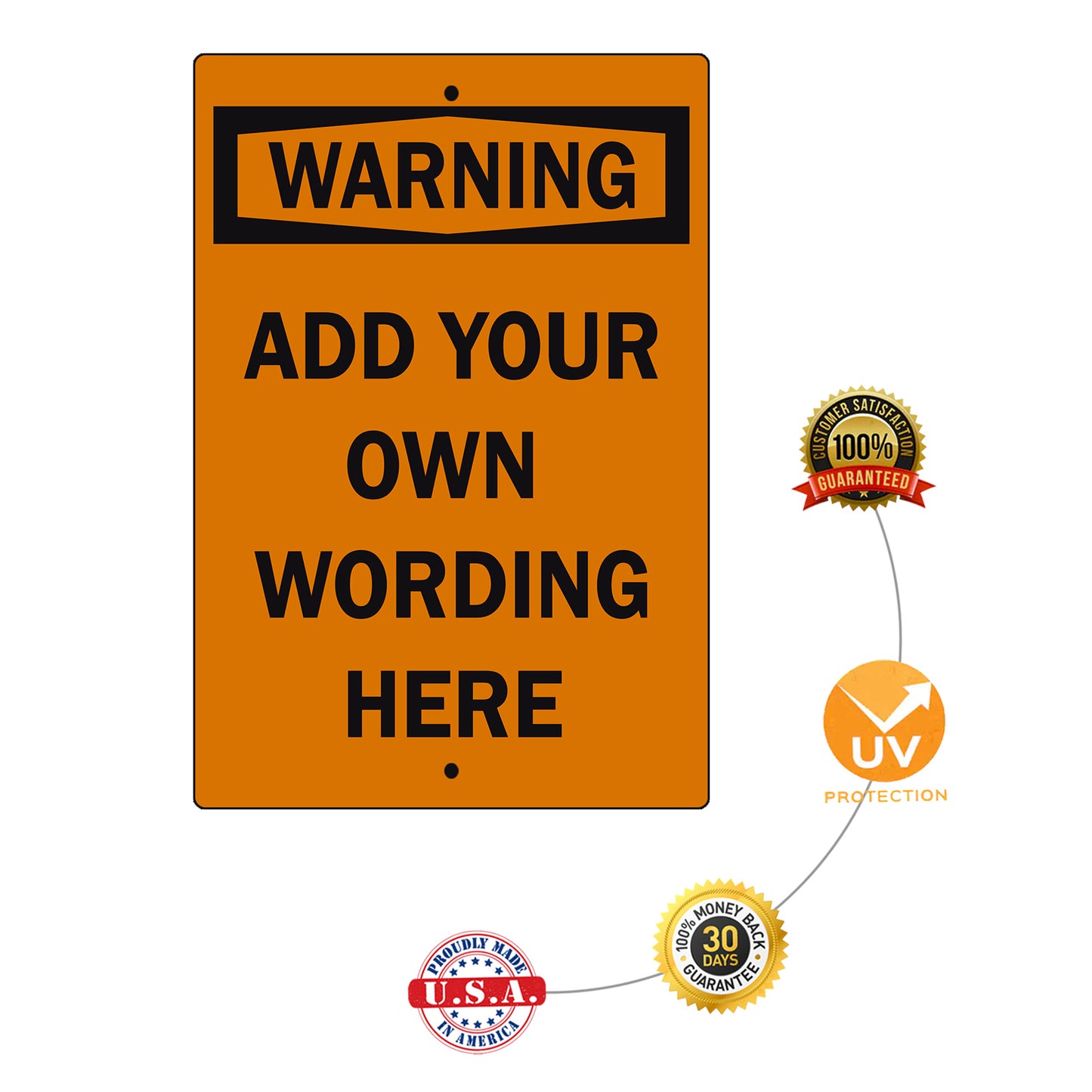 Custom Sign Warning Your Wording Sign Aluminum Metal Sign