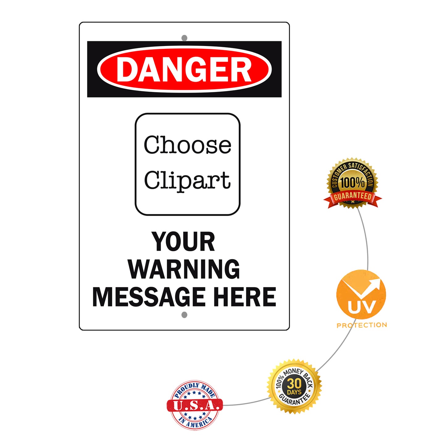 Custom Sign Danger Your Wording Sign Clipart Aluminum Metal Sign