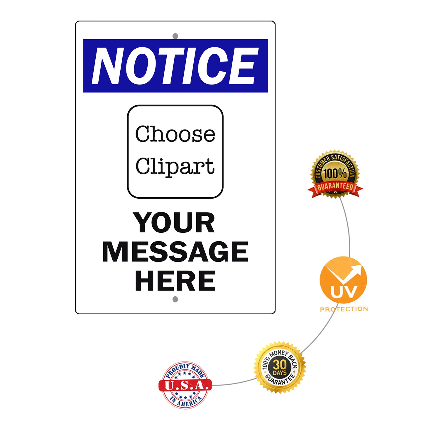 Custom Sign Notice Your Wording Sign Aluminum Metal Sign